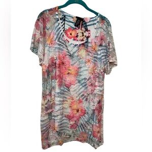 Brittany Black Floral Layered Shirt Size XL